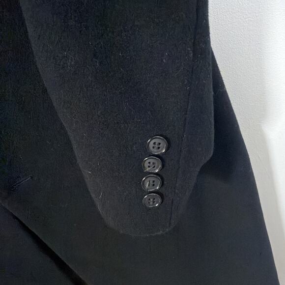 Cezani Italian Cashmere Trench Over Pea Long Dress Car Coat Black Men 46 - Picture 9 of 12